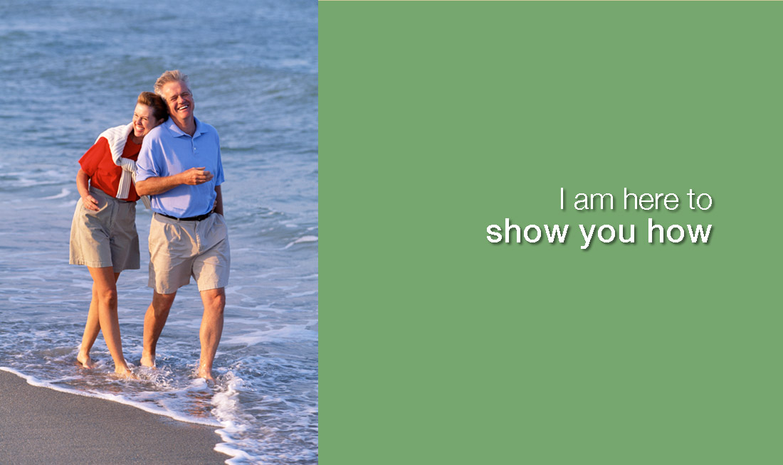 couple walking on beach, captioned I am here to show you how